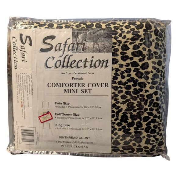 Safari Collection Comforter Cover Mini Set Full/Queen Animal Print 200 count - Picture 1 of 15